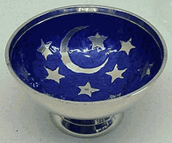 Brass Blue Enamel Celestial Bowl 