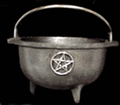 cast iron sliver pentagram cauldron