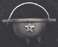 iron silver pentagram cauldron